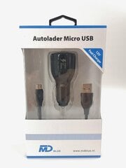 Auto topelt USB-laadija MD BLUE 3.1A 12V + 1m kaabel USB - Micro USB hind ja info | Mobiiltelefonide laadijad | kaup24.ee