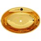 vidaXL valamu, ülevooluavaga 58,5 x 39 x 21 cm, keraamiline, kuldne цена и информация | Kraanikausid, valamud | kaup24.ee