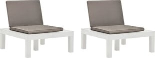 Садовые стулья с подушками, 2шт., белые цена и информация | Садовые стулья, кресла, пуфы | kaup24.ee