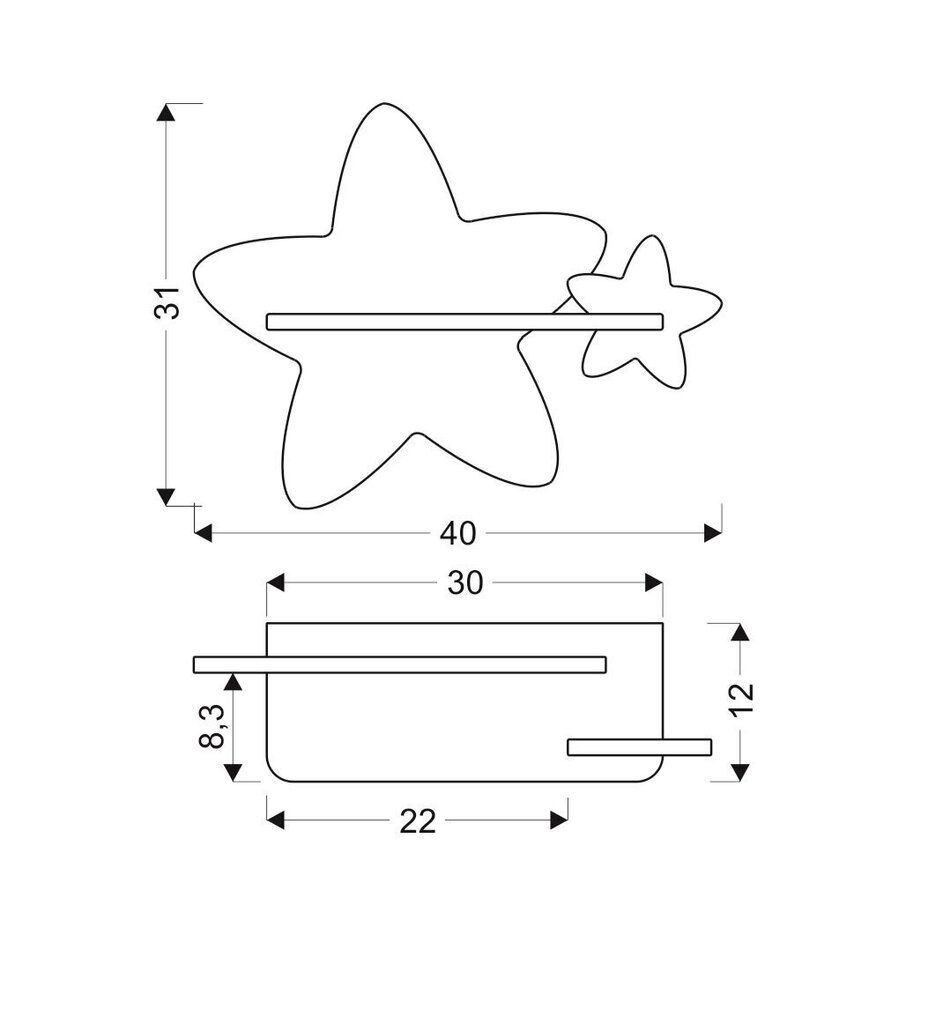 Candellux seinale paigaldatav laste LED valgusti Täht цена и информация | Lastetoa valgustid | kaup24.ee