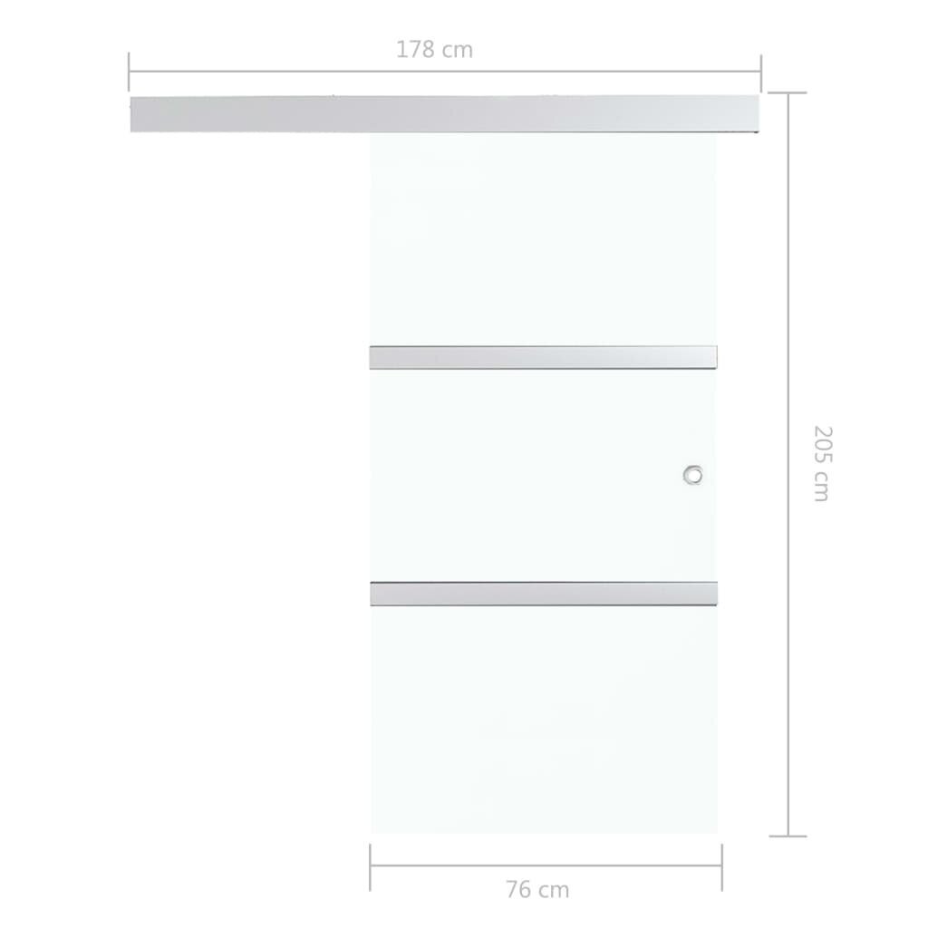 vidaXL lükanduks, pehmed piirajad, ESG-klaas ja alumiinium 76 x 205 cm hind ja info | Siseuksed | kaup24.ee