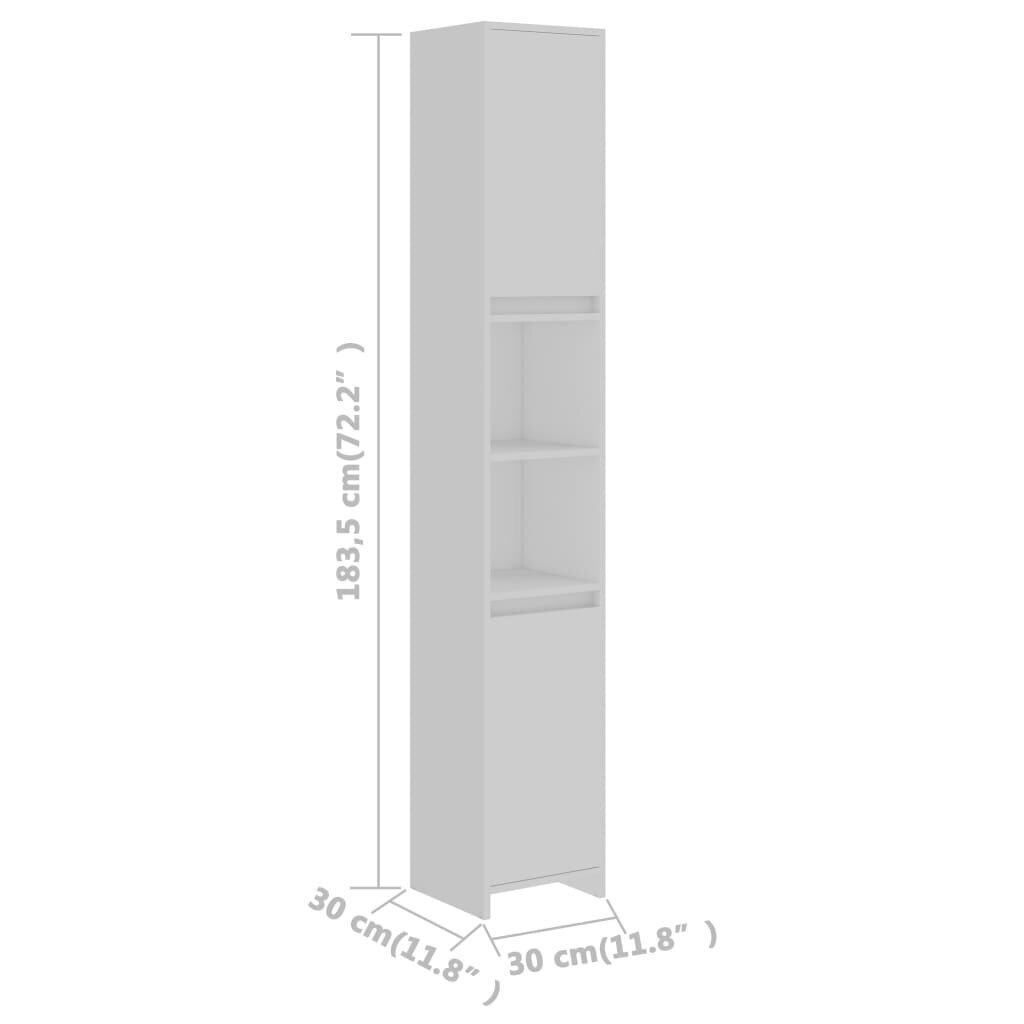 vidaXL vannitoakapp valge 30 x 30 x 183,5 cm puitlaastplaat hind ja info | Vannitoakapid | kaup24.ee