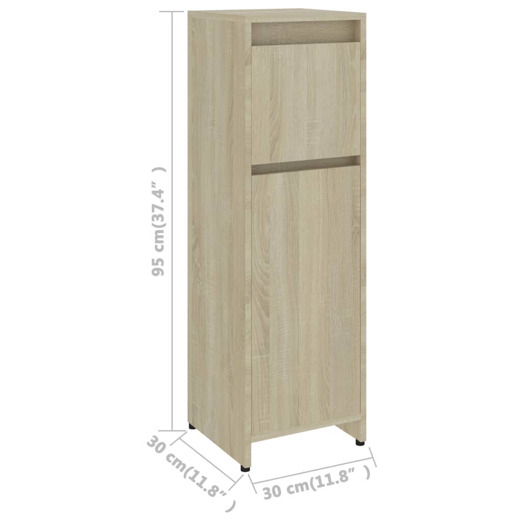 vidaXL vannitoakapp Sonoma tamm 30 x 30 x 95 cm puitlaastplaat hind ja info | Vannitoakapid | kaup24.ee