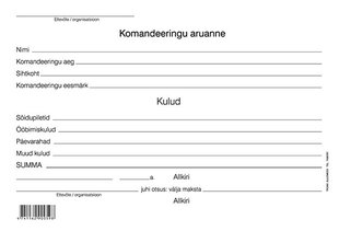 Blankett "Komandeeringu aruanne A5", laiuti цена и информация | Канцелярские товары | kaup24.ee