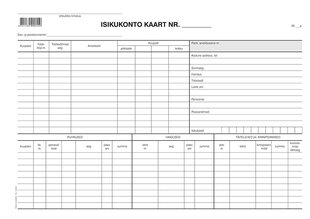 Blankett "Isikukonto kaart A4", laiuti цена и информация | Канцелярские товары | kaup24.ee