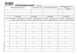 Blankett "Põhivahendite kaart A5", laiuti цена и информация | Канцелярские товары | kaup24.ee