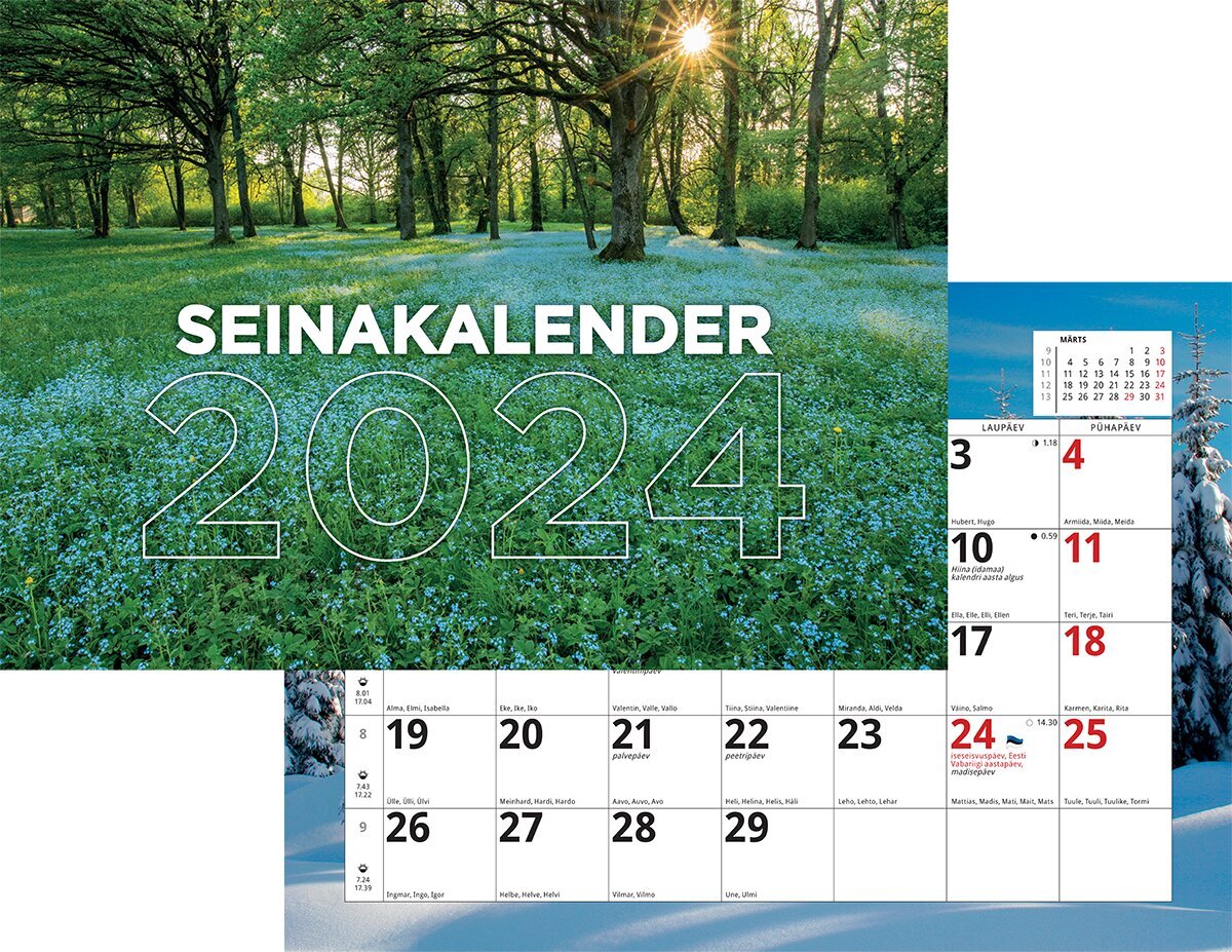Seinakalender Lihtne, 240x165mm, klamberköide hind ja info | Kalendrid, märkmikud | kaup24.ee
