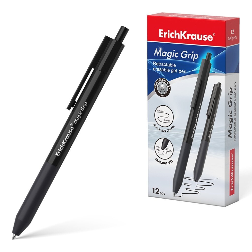 Kuulpliiats Ergoline Magic Grip, must, kirjutab-kustutab hind ja info | Kirjutusvahendid | kaup24.ee