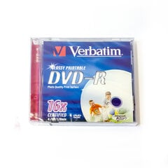 DVD-R Verbatim 16x 4,7GB Printable glossy hind ja info | Sülearvuti tarvikud | kaup24.ee