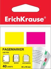 Закладки пластиковые c клеевым краем ErichKrause® Neon, 25х44 мм, 40 листов, 2 цвета: желтый, розовый цена и информация | Канцелярские товары | kaup24.ee