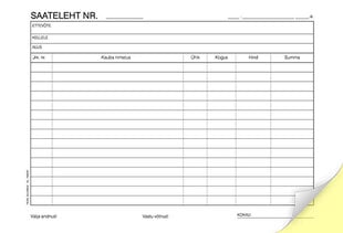 Blankett "Saateleht A5" laiuti, 2x25 lehte, isekopeeruv hind ja info | Kirjatarbed | kaup24.ee