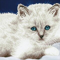 Teemantmosaiik White Cat, 32 x 40 hind ja info | Teemantmaalid, teemanttikandid | kaup24.ee