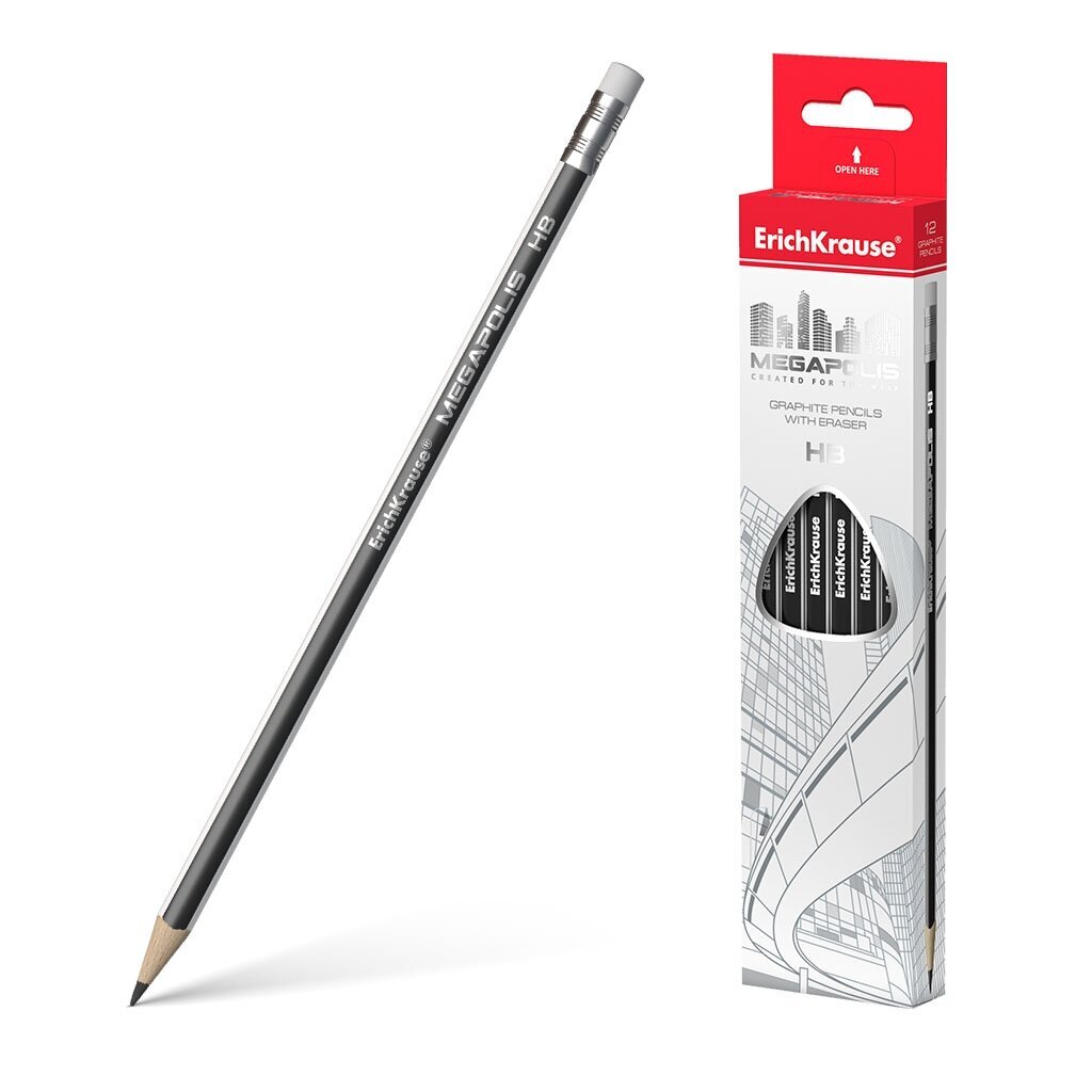 Harilik pliiats kummiga MEGAPOLIS HB, kolmnurkne hind | kaup24.ee