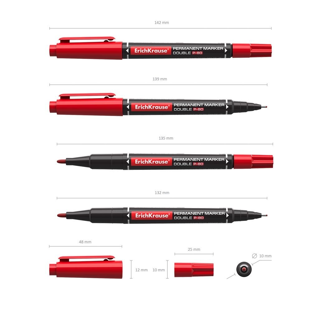 Marker P-80 kahe otsaga 0,45mm/1,65mm, punane hind ja info | Kirjatarbed | kaup24.ee