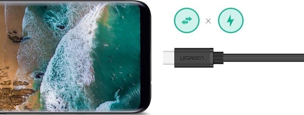 Pikenduskaabel USB Ugreen Type C 3.1 (female) - USB Type C 3.1 (male) 0,5 m, must (40574) hind ja info | Mobiiltelefonide kaablid | kaup24.ee