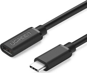 Pikenduskaabel USB Ugreen Type C 3.1 (female) - USB Type C 3.1 (male) 0,5 m, must (40574) hind ja info | Mobiiltelefonide kaablid | kaup24.ee