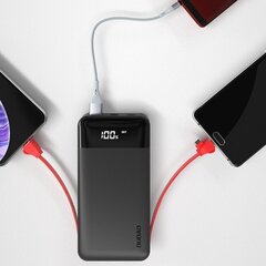 Зарядное устройство Dudao 2x USB 10000мАч 2A встроенный кабель 3в1 Lightning / USB Type C / micro USB 3A (K1A черный) цена и информация | Зарядные устройства Power bank  | kaup24.ee