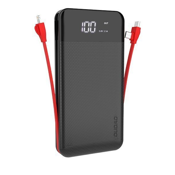 Akupank Dudao 2xUSB, 10000mAh, 2A, Lightning / USB Type C/micro USB 3A, must (K1A black) hind ja info | Akupangad | kaup24.ee