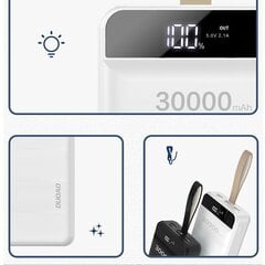 Akupank Dudao 30000 mAh 3x USB, LED lambiga, valge (K8s+ white) цена и информация | Зарядные устройства Power bank | kaup24.ee