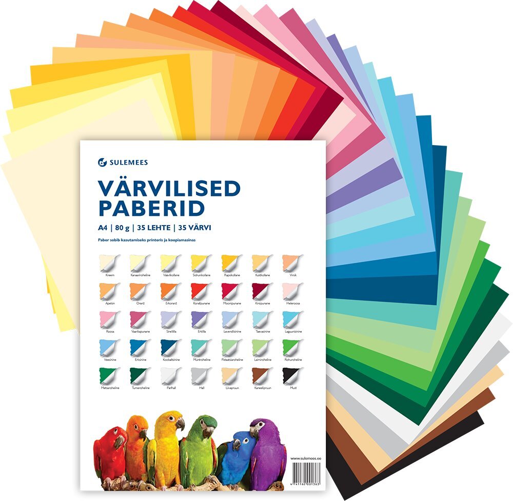 Värvilised paberid A4 80 g, 35 lehte, 35 värvi hind ja info | Vihikud, märkmikud ja paberikaubad | kaup24.ee
