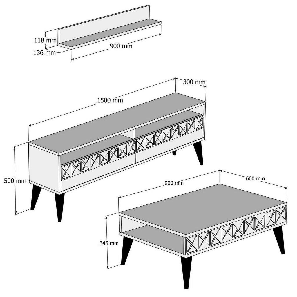 Elutoamööbli komplekt Kalune Design 845(XXVIII), valge цена и информация | Sektsioonid | kaup24.ee