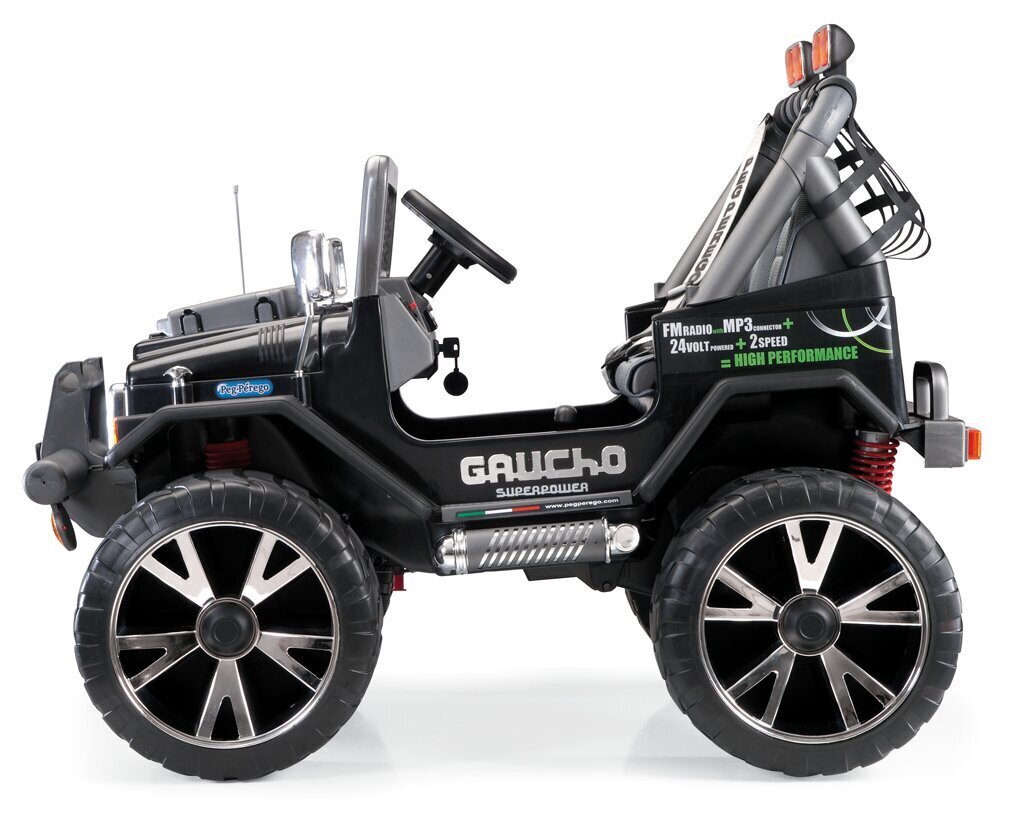 Kahekohaline elektriauto Peg Perego Gaucho Superpower 24V, must hind ja info | Laste elektriautod | kaup24.ee