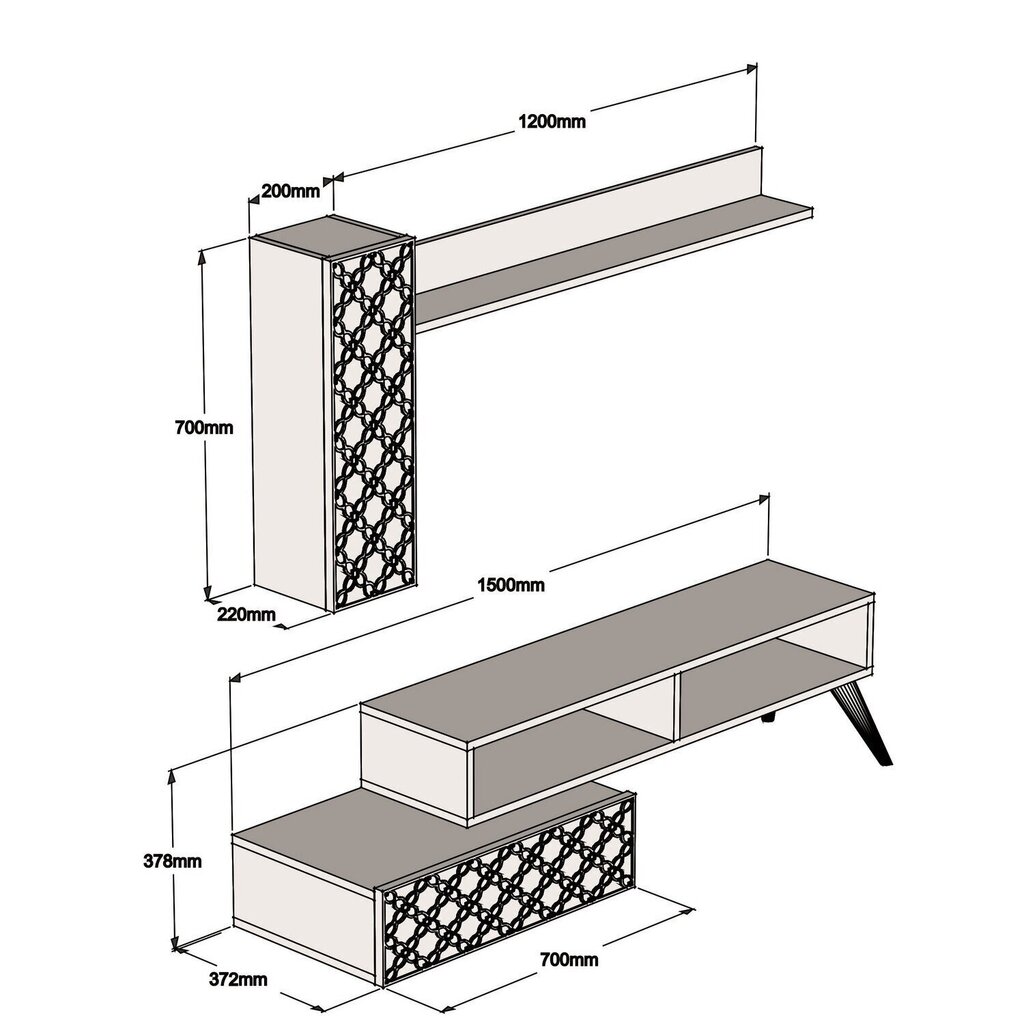 Elutoamööbli komplekt Kalune Design 845(LII), pruun/valge цена и информация | Sektsioonid | kaup24.ee