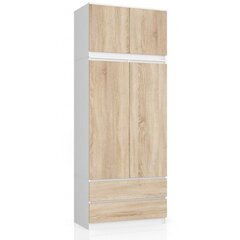 Шкаф NORE S90 с антресолями, белый/цвета дуба цена и информация | Шкафы | kaup24.ee