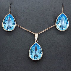 Naiste ehete komplekt „Crystal Drop II (Aquamarine Blue)“ koos Swarovski kristallidega DS00S250 цена и информация | Наборы украшений | kaup24.ee