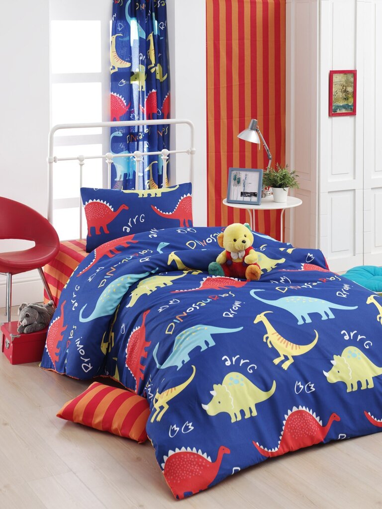 Laste voodipesukomplekt Dinosaurused, 160x220 cm, 3-osaline hind ja info | Beebide ja laste voodipesu | kaup24.ee