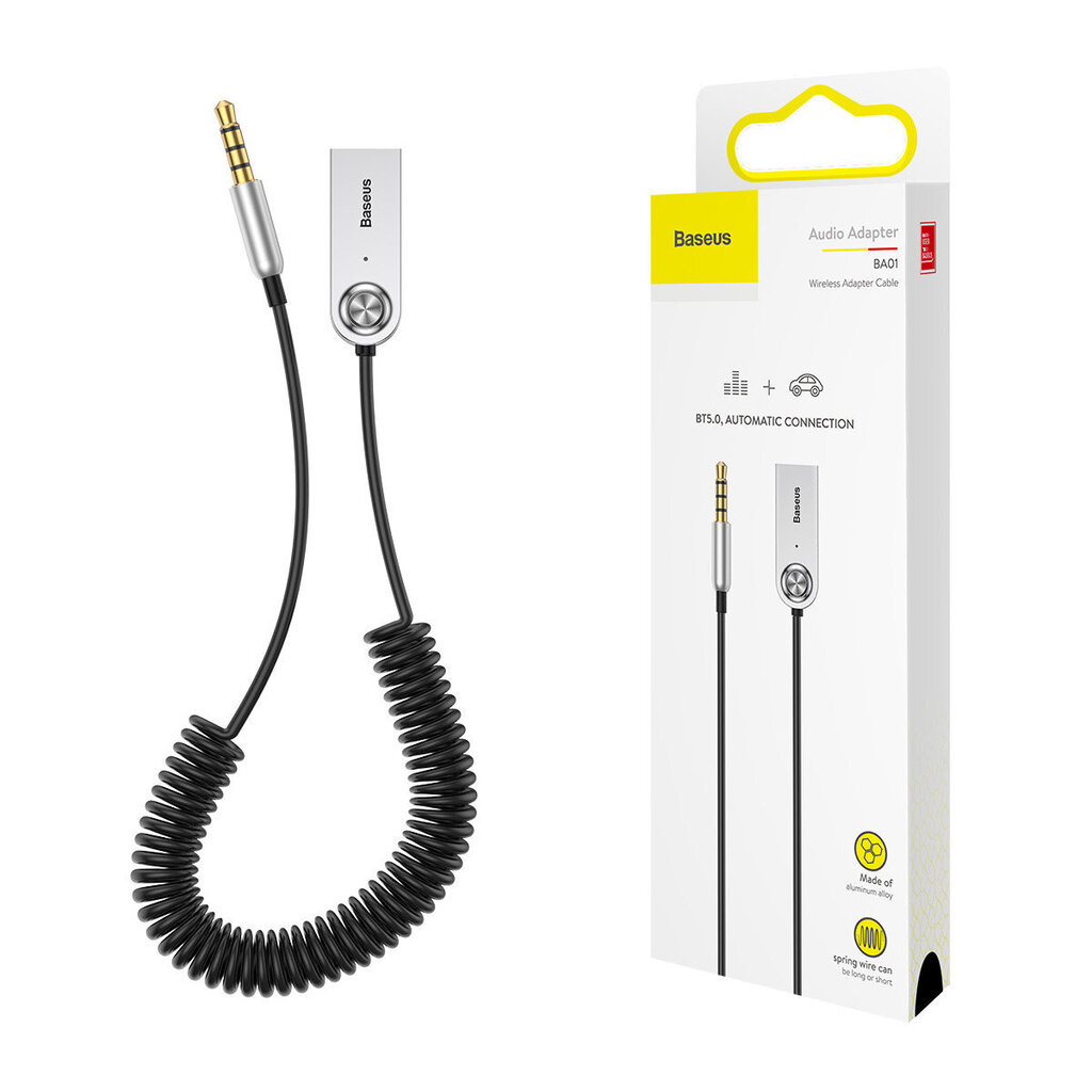Adapter Baseus Ba01 Usb Wireless Bluetooth 5.0 Aux Adapter Jack Cable, must цена и информация | USB jagajad, adapterid | kaup24.ee