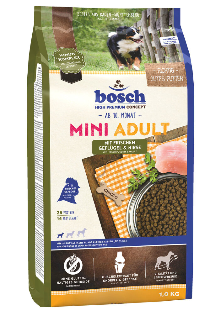 Bosch Mini Adult Poultry & Millet (High Premium) 1 kg цена и информация | Kuivtoit koertele | kaup24.ee
