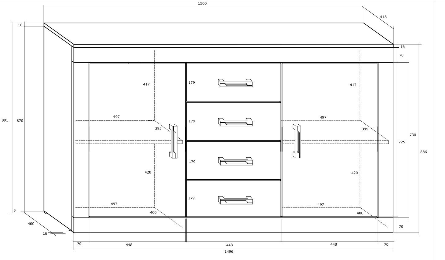 Kummut Verin 2D4S, hele tamm hind ja info | Kummutid | kaup24.ee