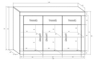 Kummut Verin 3D3S, must/valge hind ja info | Kummutid | kaup24.ee