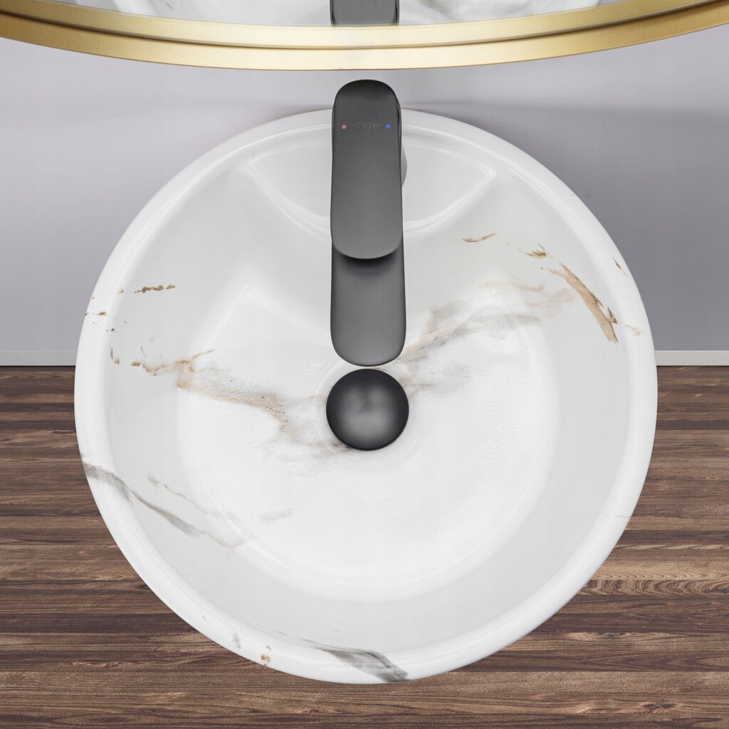 Keraamiline kraanikauss koos jalaga REA Blanka, marmorist matt цена и информация | Kraanikausid, valamud | kaup24.ee