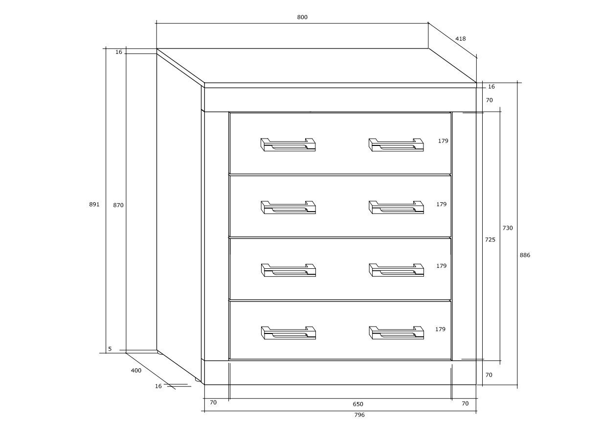 Kummut Verin 4S, must/valge hind ja info | Kummutid | kaup24.ee