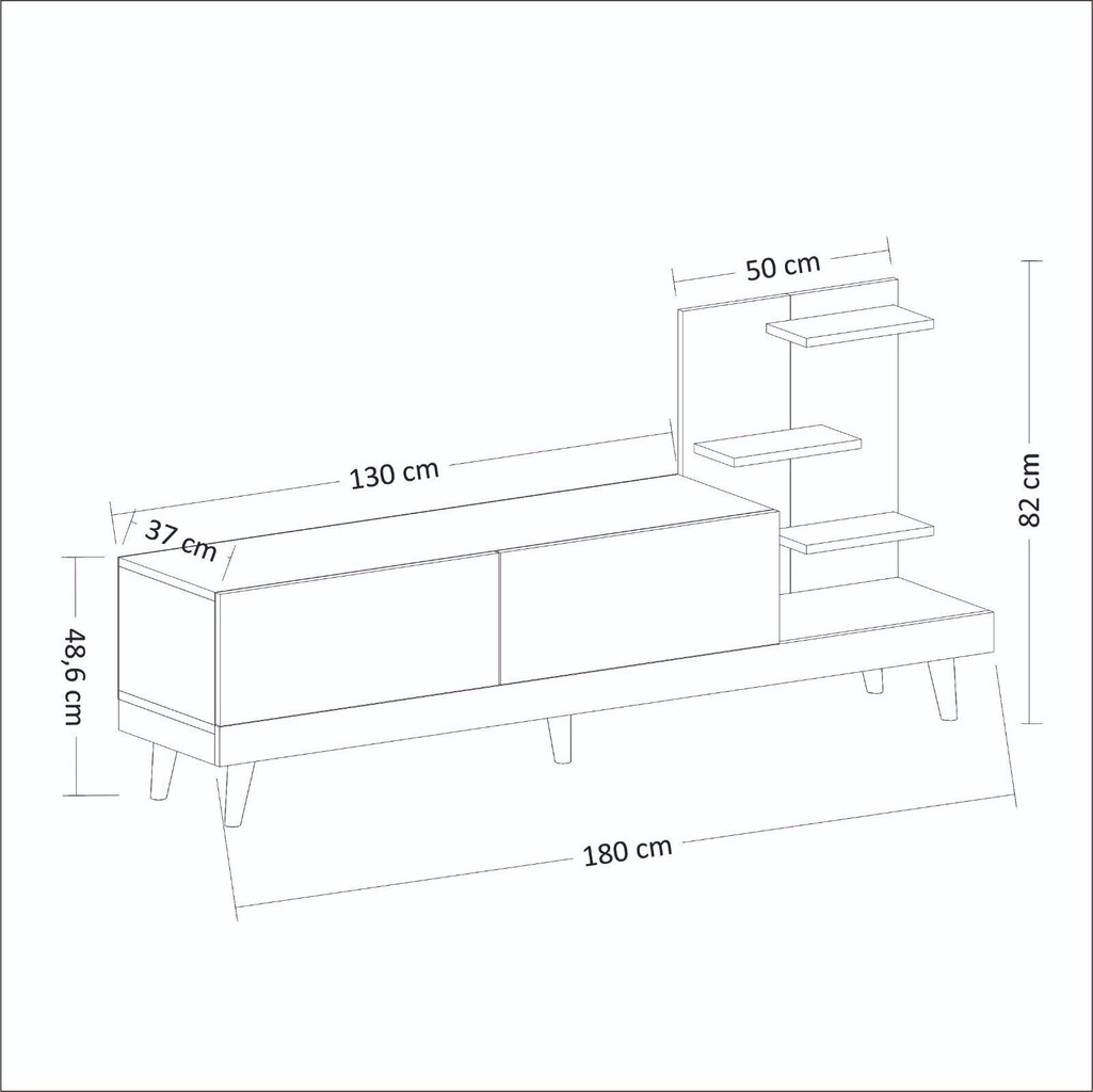 TV-laud Kalune Design 382, 180 cm, hall/pruun hind ja info | TV alused | kaup24.ee