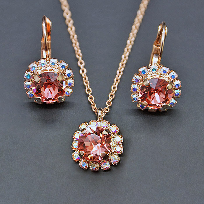 Ehtekomplekt naistele DiamondSky Glory II (Rose Peach) Swarovski kristallidega цена и информация | Ehete komplektid | kaup24.ee