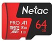 Mälukaart Memory Micro SDXC 64GB UHS-I/NT02P500PRO-064G-S Netac