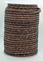 Плетеный шнур из натуральной кожи, 3,7 мм, 1 метр цена и информация | Принадлежности для изготовления украшений, бисероплетения | kaup24.ee