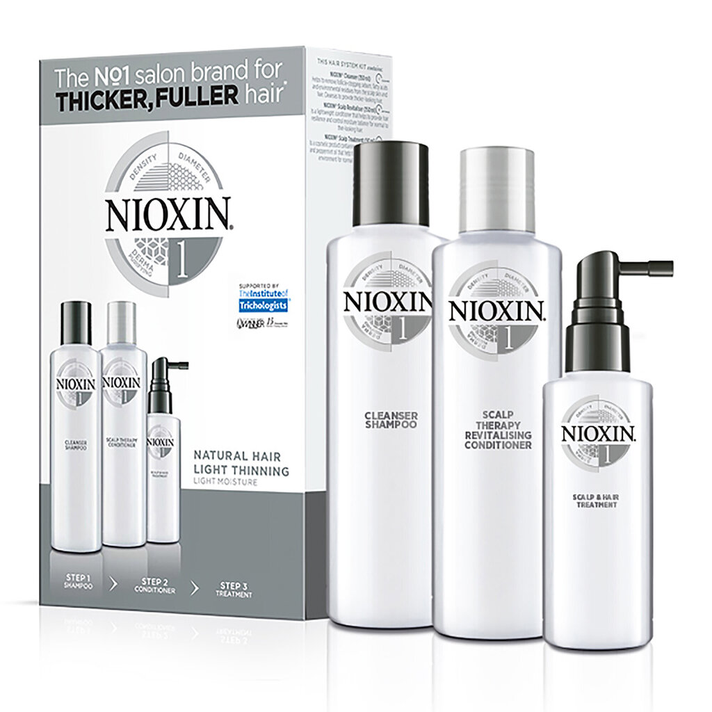 Komplekt Nioxin 3D Care System 1: šampoon 300 ml + palsam 300 ml + seerum 100 ml hind ja info | Šampoonid | kaup24.ee