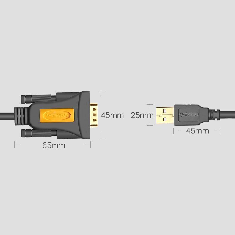 Kaabliadapter Ugreen USB - RS-232 (male), 2 m, must (CR104 20222) цена и информация | Kaablid ja juhtmed | kaup24.ee