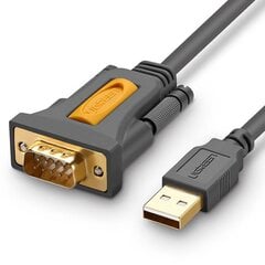 Кабель-переходник Ugreen USB - RS-232 (вилка), 2 м, черный (CR104 20222) цена и информация | Кабели и провода | kaup24.ee