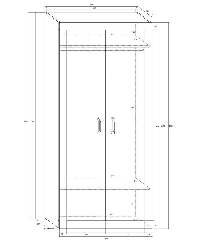 Riidekapp Verin 2D, hele tamm / valge hind ja info | Kapid | kaup24.ee