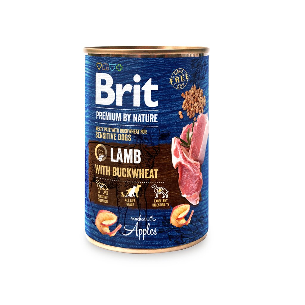 Brit Premium by Nature konserv Lamb with Buckwheat koertele 400g hind ja info | Konservid koertele | kaup24.ee