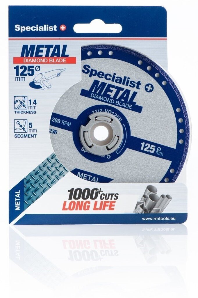 Teemantlõikeketas metallile 125x1,5x22,23 mm цена и информация | Käsitööriistad | kaup24.ee