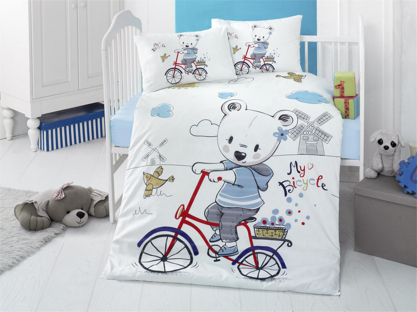 Laste voodipesukomplekt My Bike, 4-osaline hind ja info | Beebide ja laste voodipesu | kaup24.ee