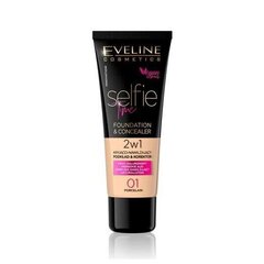 Jumestuskreem Eveline Selfie Time 2w1, 01 Porcelain, 30 ml цена и информация | Пудры, базы под макияж | kaup24.ee