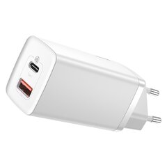 Laadija Baseus GaN2 Lite, 65W USB / USB Typ C, 3.0 (galliumnitriid), valge (CCGAN2L-B02) hind ja info | Mobiiltelefonide laadijad | kaup24.ee