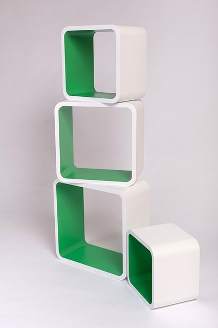 Riiulite komplekt Cube LO02, valge/roheline hind ja info | Riiulid | kaup24.ee